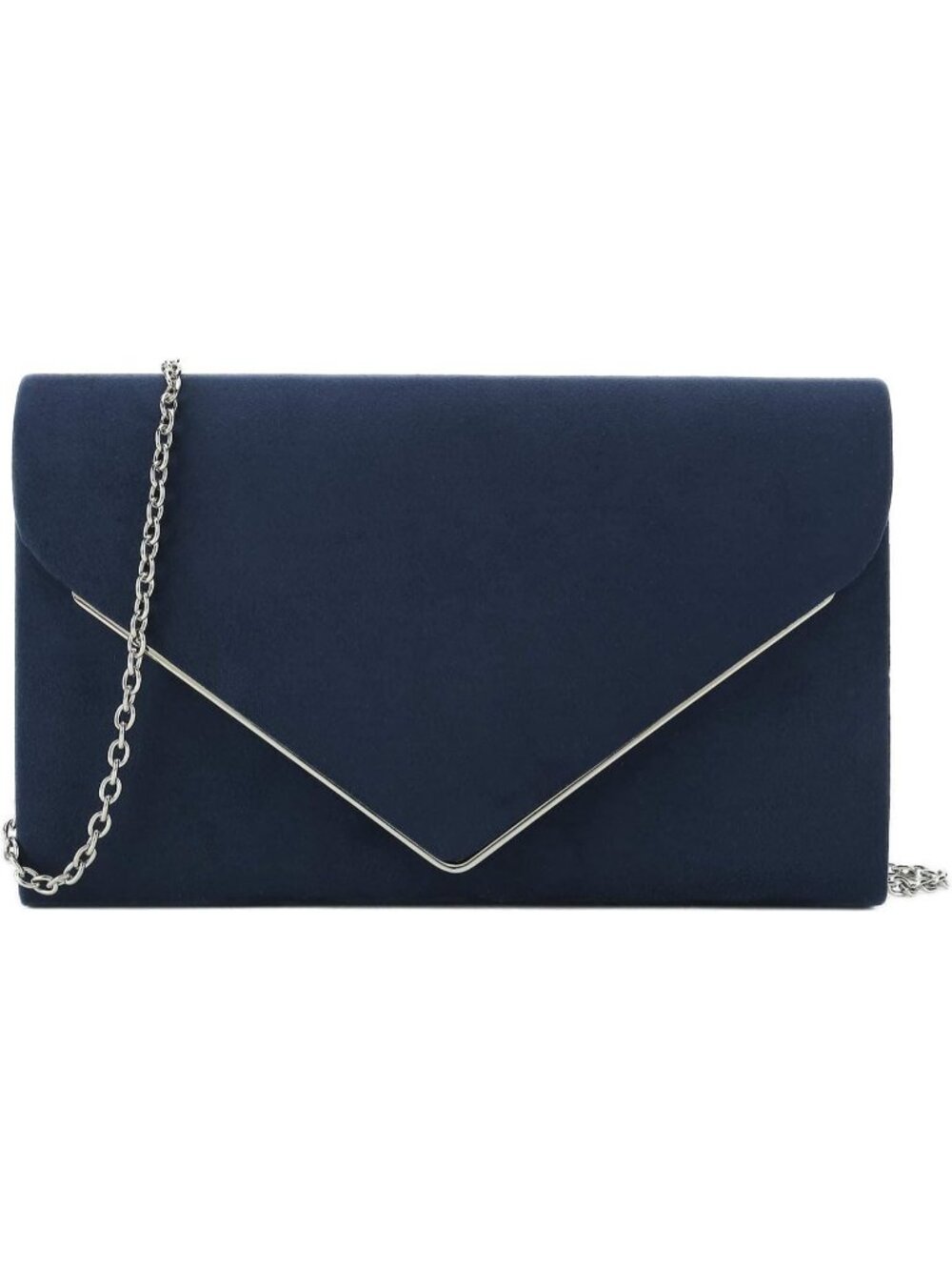 👜 Women's Navy Faux Suede Clutch Bag Elegant Metal Binding Evening Purse